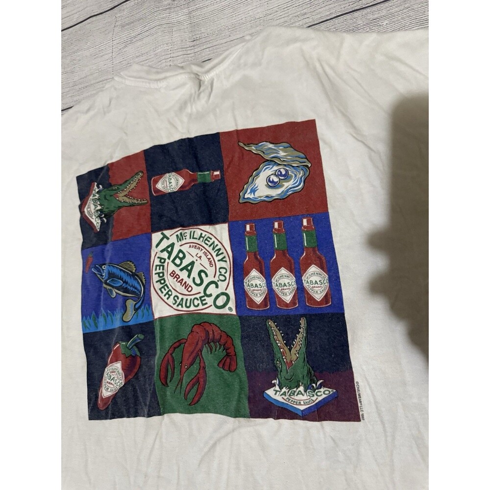 Vintage 90s Tabasco Hot Sauce Graphic T Shirt Rare Design Size 2XL XXL Defects - Picture 6 of 8